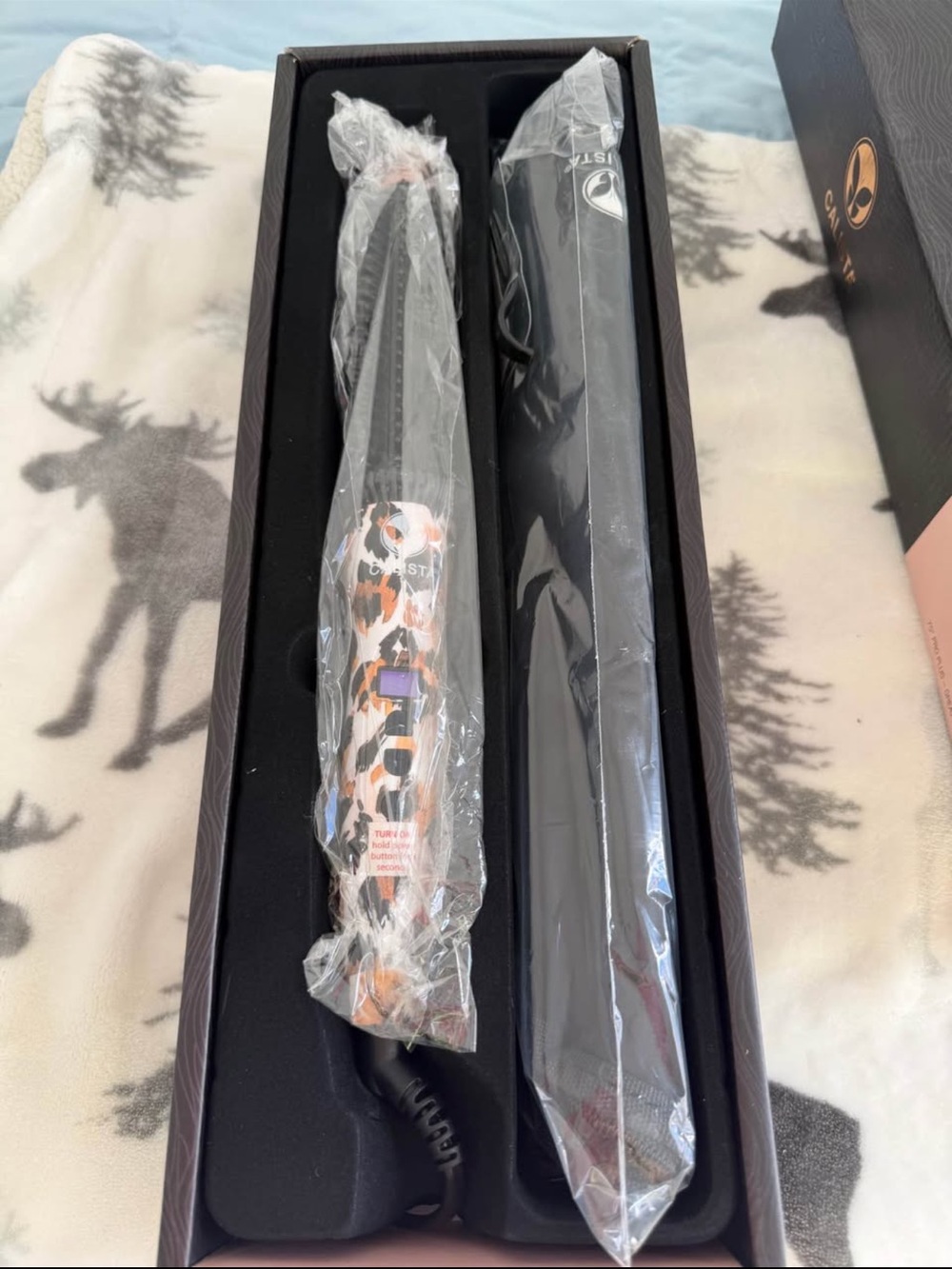 Calista Gold & Black Hair Brush Set - Leopard Accent